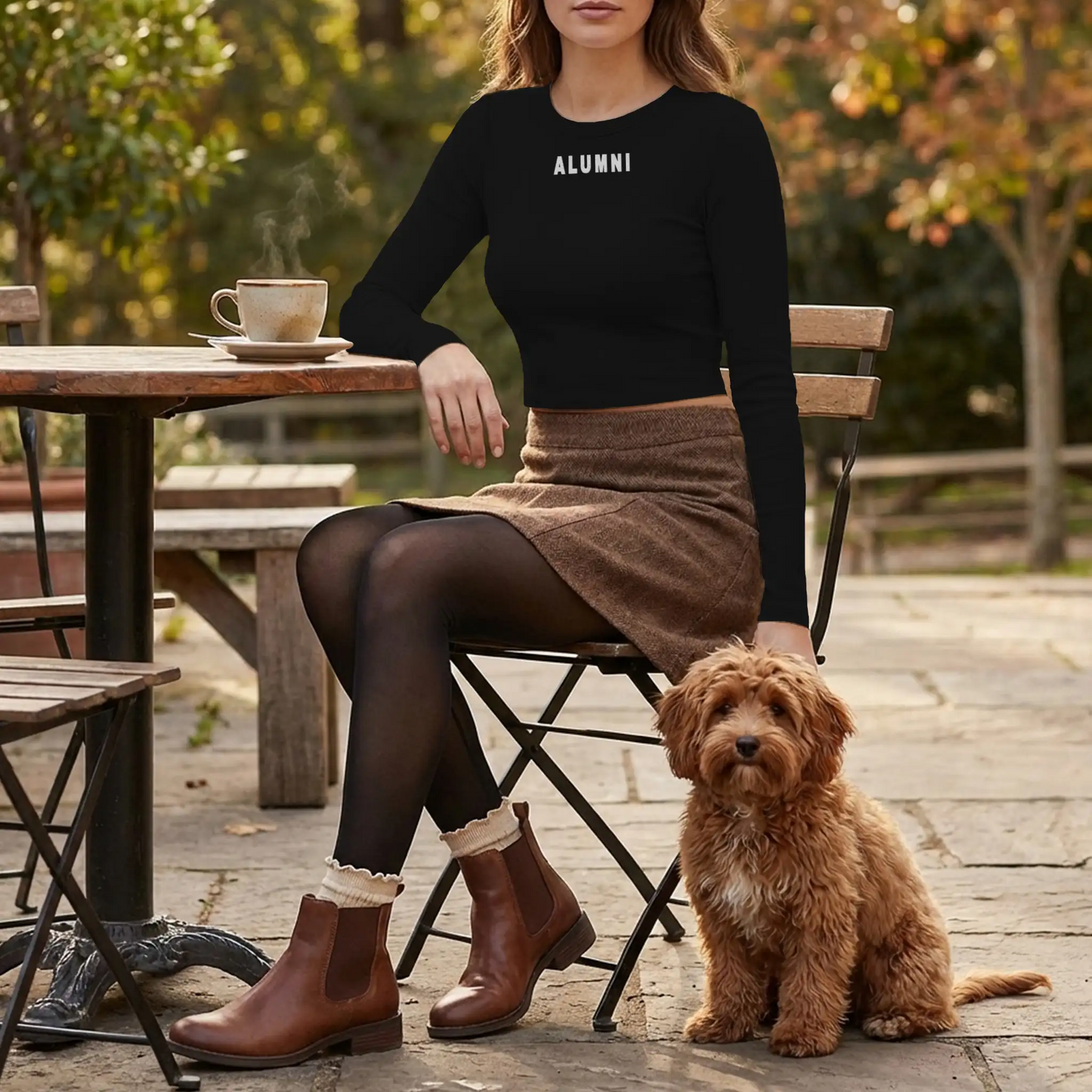 Alumni Embroidered Micro Rib Crop LS Shirt