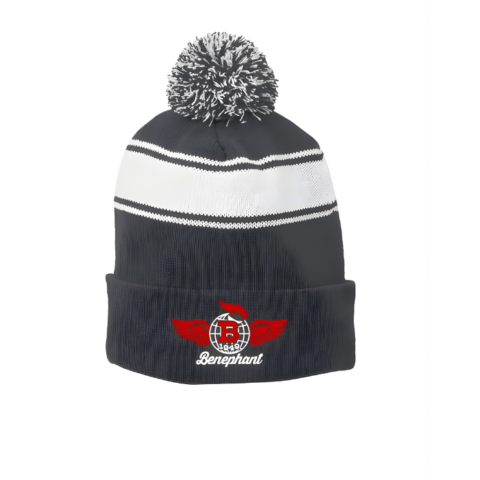 Liberty Torch Varsity Stripe Pom Beanie