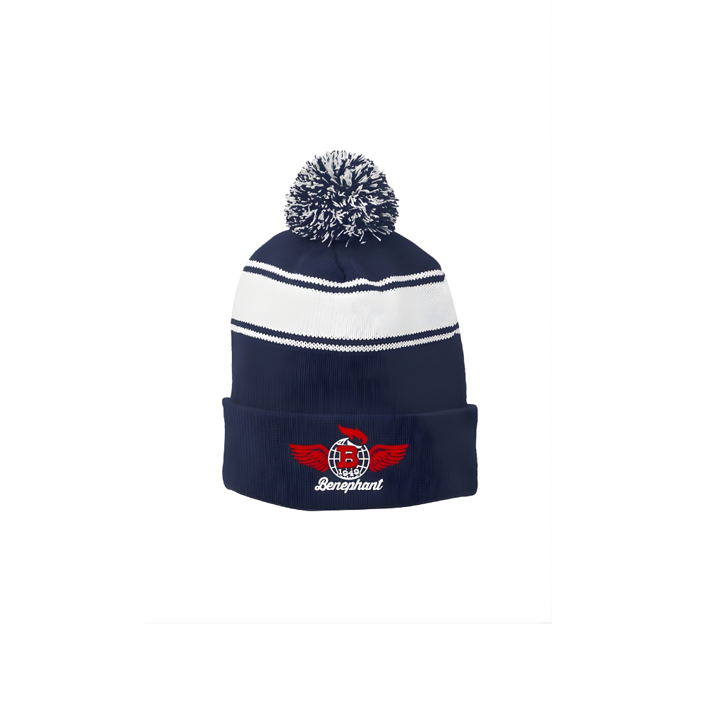 Liberty Torch Varsity Stripe Pom Beanie