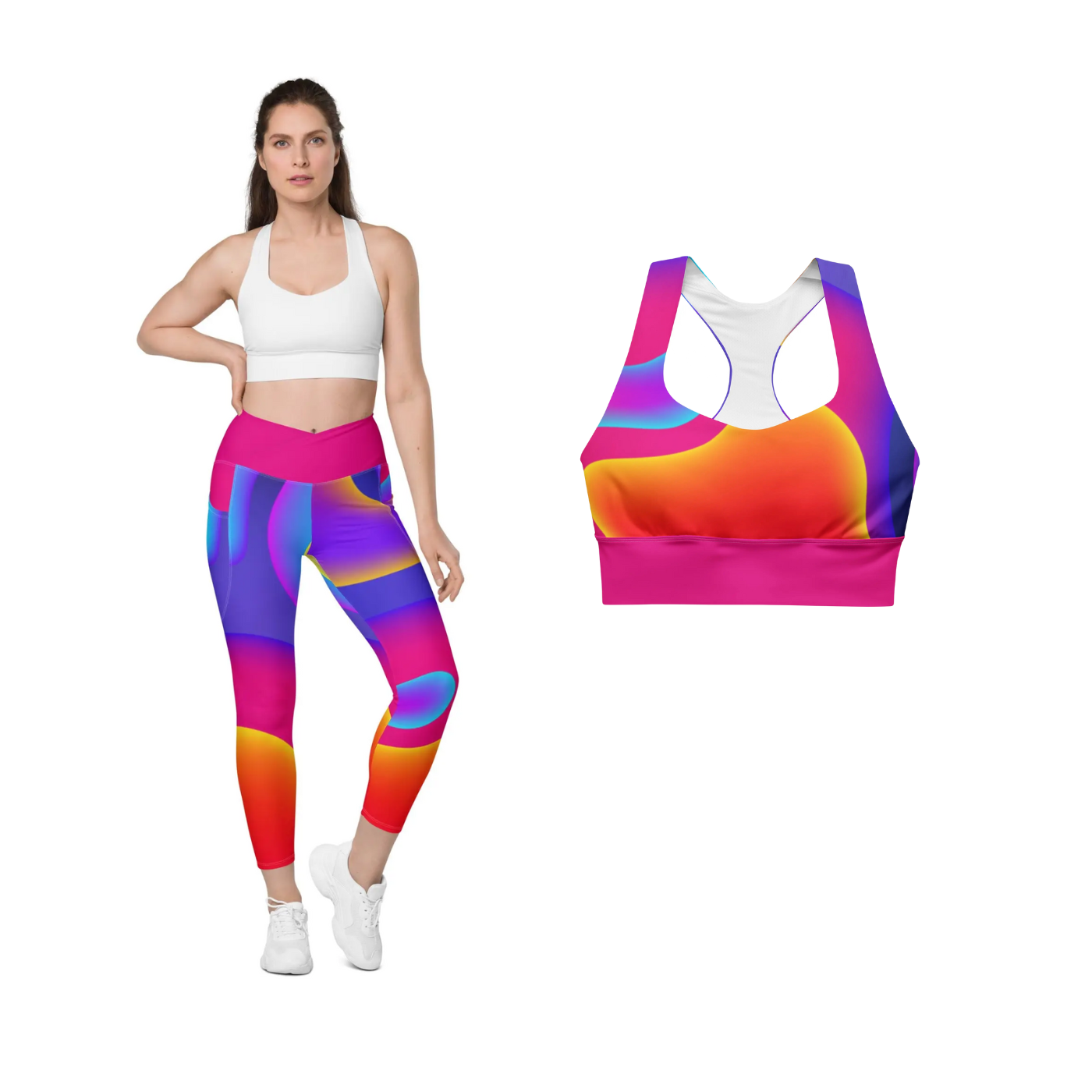 Womens Neon Crossover Leggings & Bra Set Benephant.com