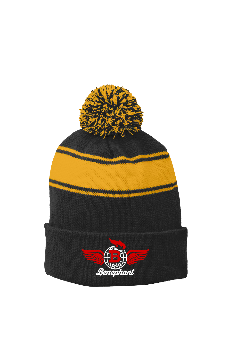 Liberty Torch Varsity Stripe Pom Beanie