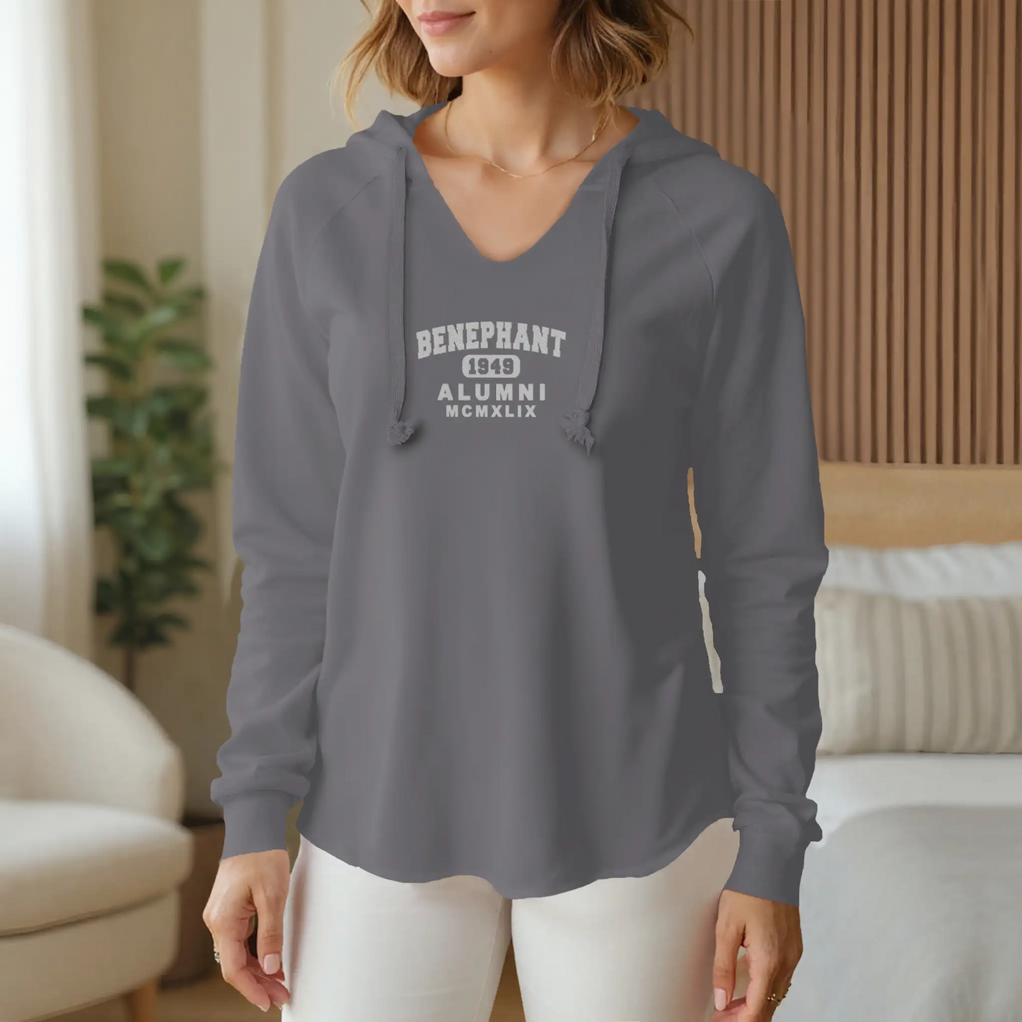 Alumni Embroidered Wash V-Neck Hoodie Sweatshirt