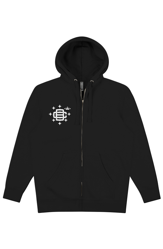 Crown & Stars Embroidered Zip Hoodie