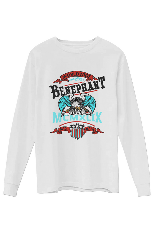 Worldwide Supima Cotton Long Sleeve Shirt — White / Aqua-Red