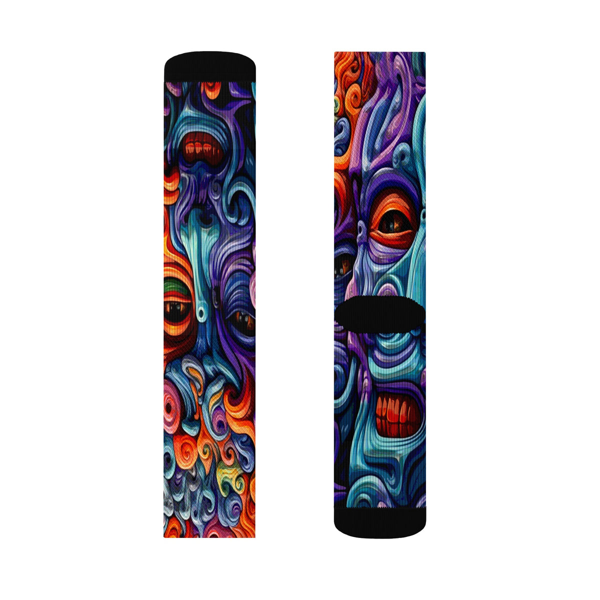 Deco Faces Crew Socks — Design 4374934