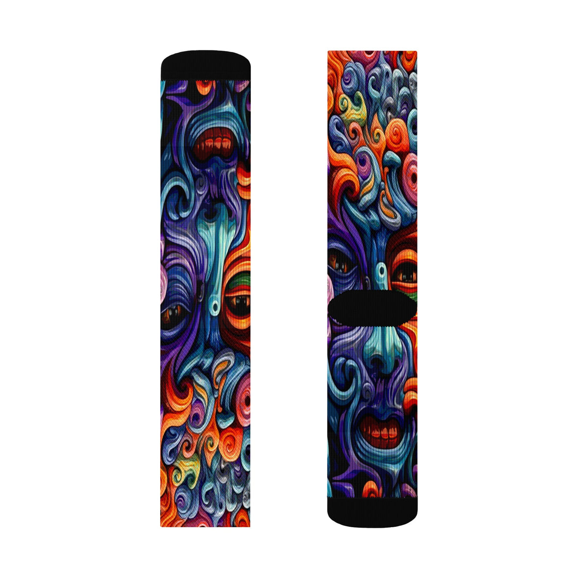 Deco Faces Crew Socks — Design 4374934