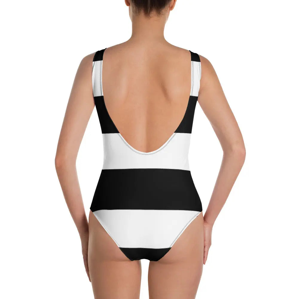 Maritime Couture One-Piece Swimsuit (Black & White) Benephant.com