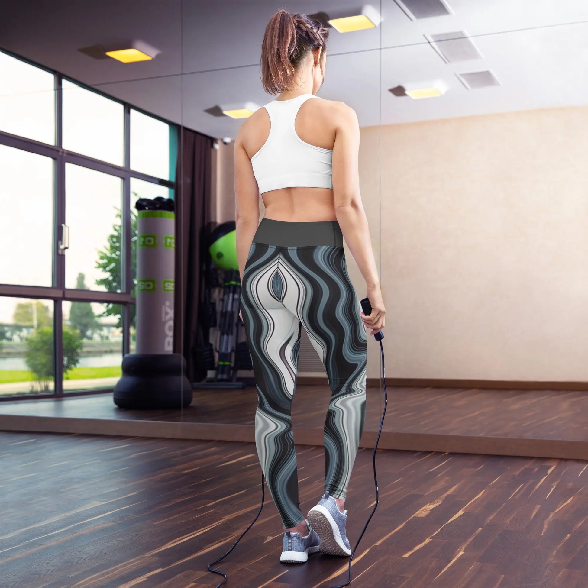 Womens Black Swirl Yoga Leggings Benephant.com