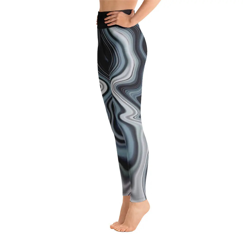 Womens Black Swirl Yoga Leggings Benephant.com