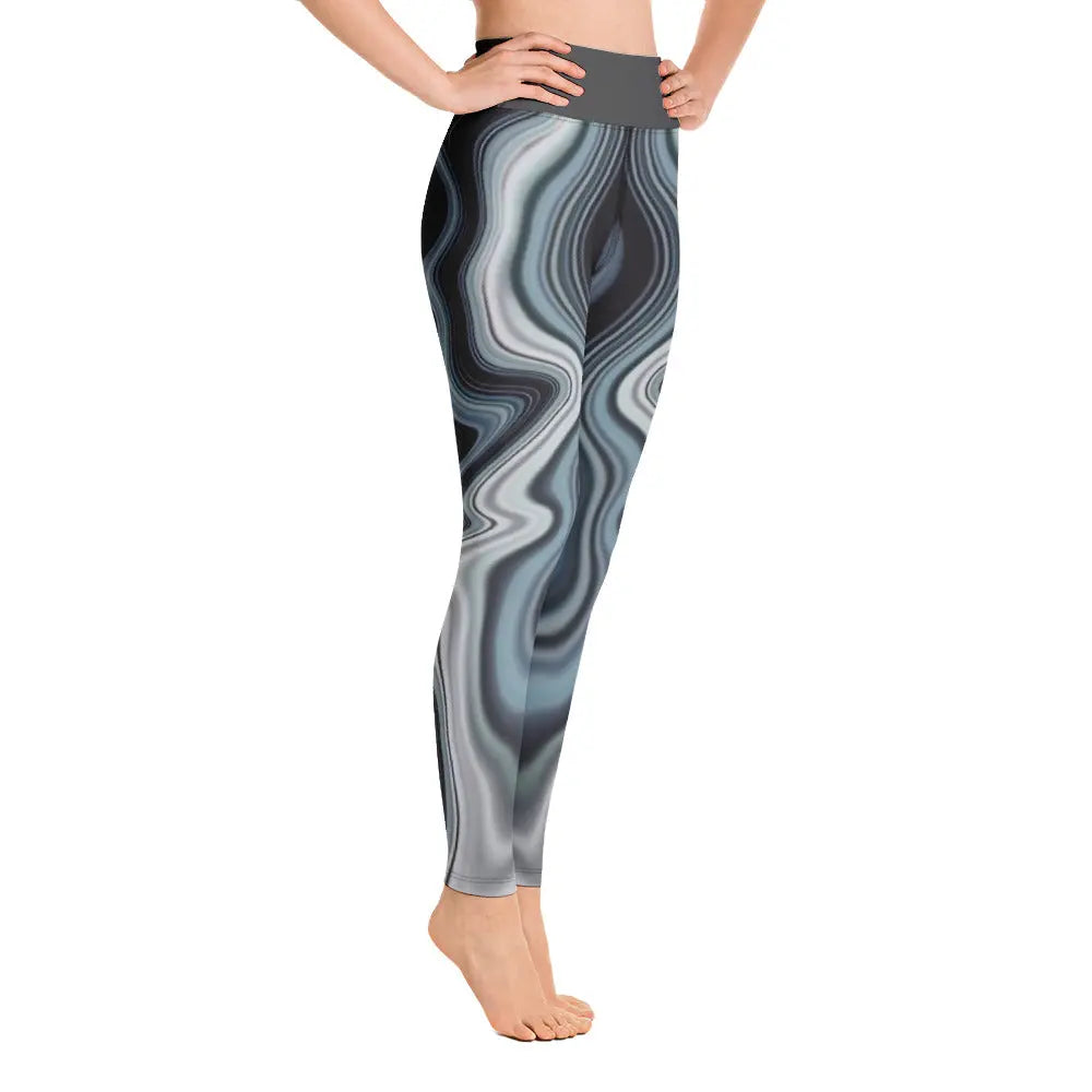 Womens Black Swirl Yoga Leggings Benephant.com