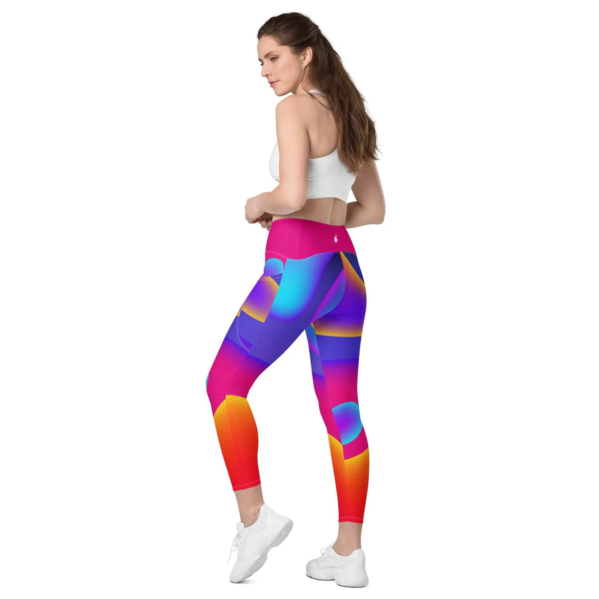 Womens Neon Crossover Leggings with Pockets (Set) Benephant.com